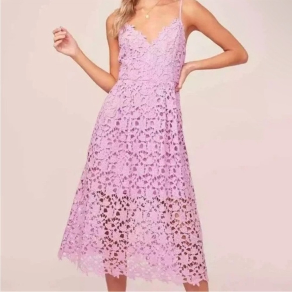 ASTR Orchid Purple Floral Lace A-Line Midi Dress - Picture 4 of 11
